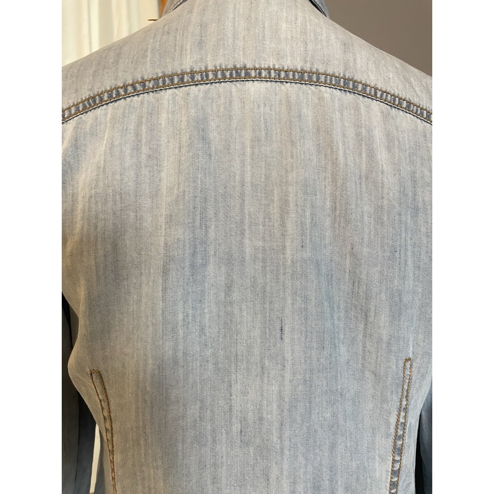 Trouve Women's Western Button Shirt Sz S Blue Tencel Pearl Snap Pockets Cowgirl - Picture 11 of 13